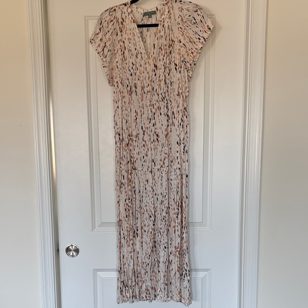 Neutral Speckle V-Neck Maxi Dress - Light Pink & Brown